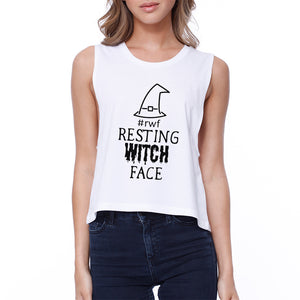 Rwf Resting Witch Face Womens White Crop Top