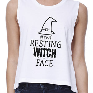 Rwf Resting Witch Face Womens White Crop Top