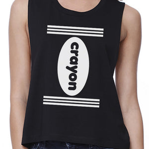 Crayon Womens Black Crop Top