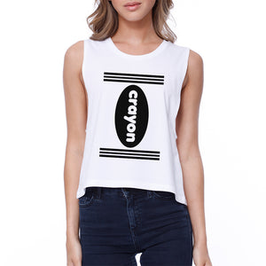 Crayon Womens White Crop Top