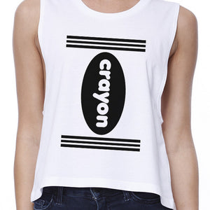 Crayon Womens White Crop Top