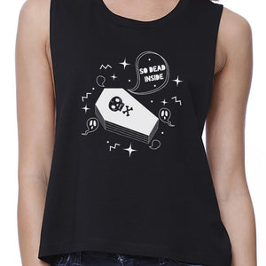 So Dead Inside Coffin Womens Black Crop Top