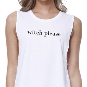 Witch Please Womens White Crop Top