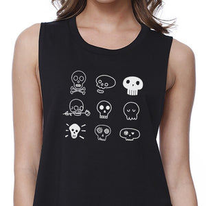 Skulls Womens Black Crop Top