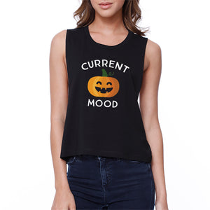 Pumpkin Current Mood Womens Black Crop Top