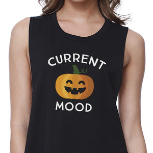 Pumpkin Current Mood Womens Black Crop Top