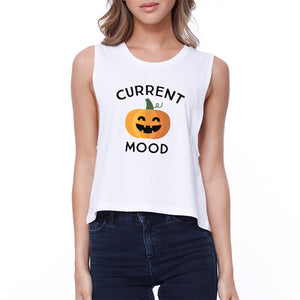 Pumpkin Current Mood Womens White Crop Top