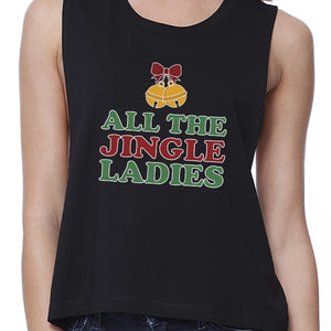 All The Jingle Ladies Womens Black Crop Top