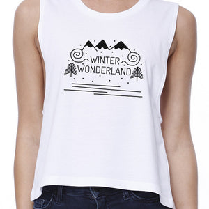 Winter Wonderland Womens White Crop Top