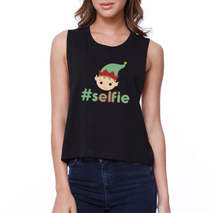 Hashtag Selfie Elf Womens Black Crop Top