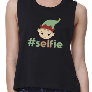 Hashtag Selfie Elf Womens Black Crop Top