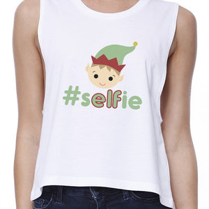 Hashtag Selfie Elf Womens White Crop Top