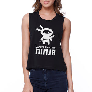 Cancer Fighting Ninja Womens Black Crop Top