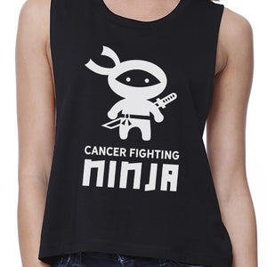 Cancer Fighting Ninja Womens Black Crop Top