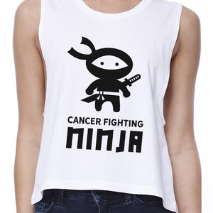 Cancer Fighting Ninja Womens White Crop Top