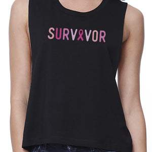 Survivor Womens Black Crop Top