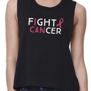 Fight Cancer I Can Womens Black Crop Top