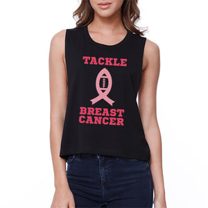 Tackle Breast Cancer Football Womens Black Crop Top