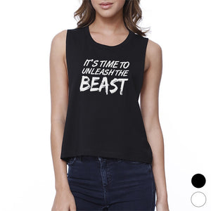 Unleash Beast Womens Funny Graphic Crop Top Lightweight Gym Gift