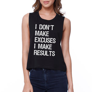 Excuses Results Womens Workout Crop Top Cute Workout Lovers Gifts