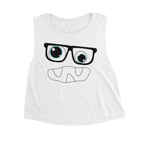 Monster With Glasses Womens Crop Top