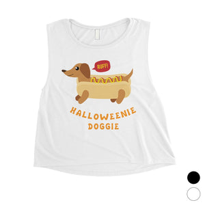 Halloweenie Doggie Womens Crop Top