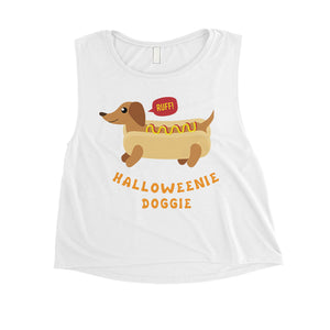 Halloweenie Doggie Womens Crop Top