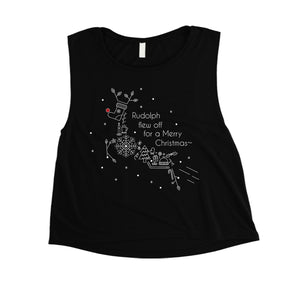 Line Art Rudolph Womens Crop Top