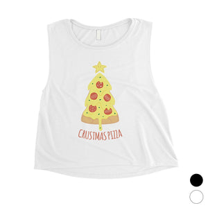 Crustmas Pizza Womens Crop Top