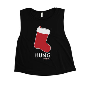 Hungover Christmas Stocking Womens Crop Top