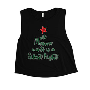 Mama Wants Silent Night Womens Crop Top