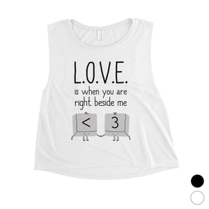 Love When You Are Beside Me Womens Cute Gym Workout Crop Top Gift