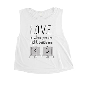 Love When You Are Beside Me Womens Cute Gym Workout Crop Top Gift