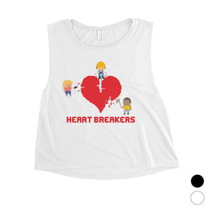 Heart Breakers Womens Cute Graphic Workout Crop Top Gift For Her