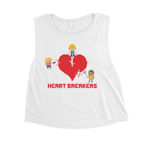 Heart Breakers Womens Cute Graphic Workout Crop Top Gift For Her