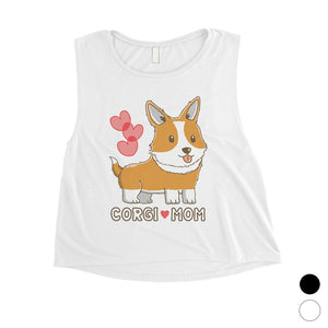 Corgi Mom Womens Crop Tank Top Cute Anniversary Gift For Corgi Moms