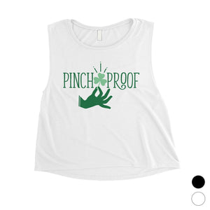 Pinch Proof Womens Cute Saint Patrick's Day Crop Tank Top