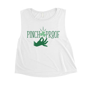 Pinch Proof Womens Cute Saint Patrick's Day Crop Tank Top