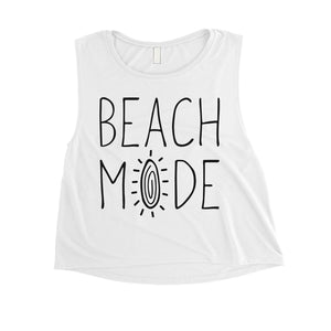 365 Printing Beach Mode Womens Relax Serene Mood Summer Vacation Crop Tank Top