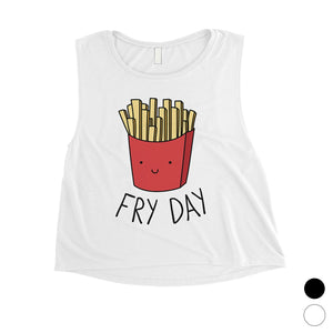 365 Printing Fry Day Womens Cute Workout Tank Top French Fries Crop Tank Top