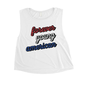 365 Printing Forever Young American Womens Cute 4th of July Crop Tank Top Gift