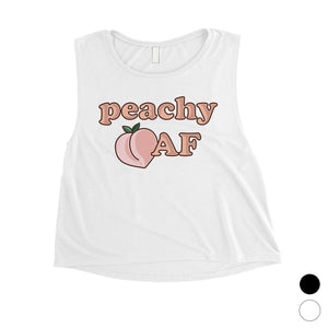 365 Printing Peachy AF Womens Funny Graphic Workout Tank Top Crop Tank Top Gift