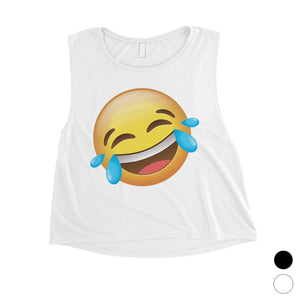 Emoji-Laughing Womens Amusing Joyful Exciting Nice Crop Top Gift