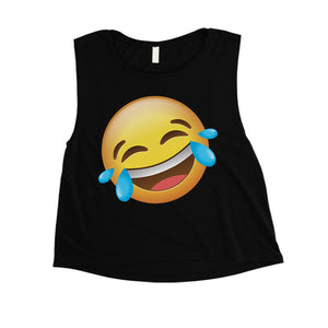 Emoji-Laughing Womens Amusing Joyful Exciting Nice Crop Top Gift