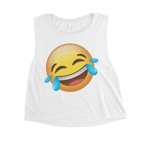 Emoji-Laughing Womens Amusing Joyful Exciting Nice Crop Top Gift