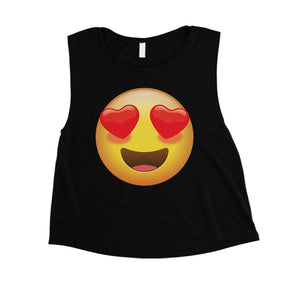 Emoji-Heart Eyes Womens Wonderful Halloween Crop Top Friend Gift