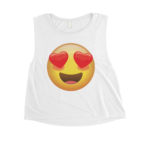 Emoji-Heart Eyes Womens Wonderful Halloween Crop Top Friend Gift