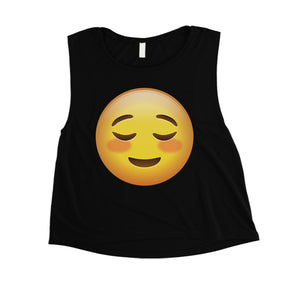 Emoji-Blush Womens Playful Positive Fun Great Crop Top Friend Gift