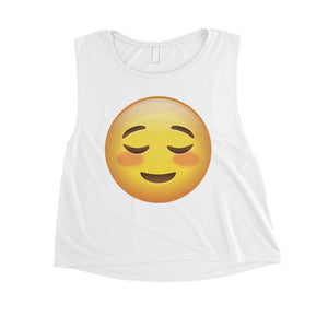 Emoji-Blush Womens Playful Positive Fun Great Crop Top Friend Gift