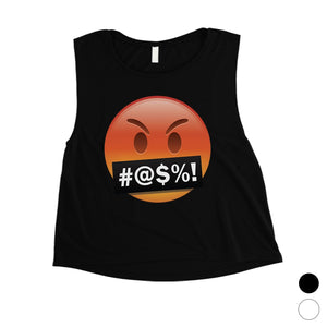 Emoji-Angry Womens Strong Blessed Emotions Fun Crop Top Friend Gift